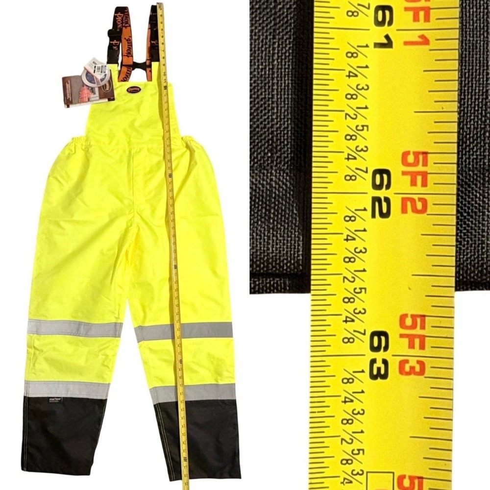 Pioneer Men's XL‎ Yellow Hi-Vis Safety Bib Pant 5405AU 300D Ripstop Waterproof - Picture 10 of 16